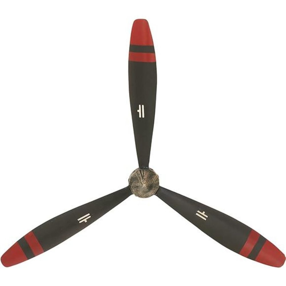 Metal Airplane Propeller 3 Blade Wall Decor, 22" x 2" x 25", Black